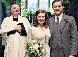  ?? ?? Finally, the wedding bells ring out for Helen (Rachel Shenton) and James (Nicholas Ralph)