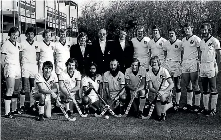  ??  ?? Mohan Patel, gold medalist and deputy principal at Mangere College. 1976 Montreal Olympics gold medal winning hockey team. Mohan Patel is kneeling in the middle.