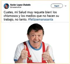  ??  ?? El actor y conductor de 83 años aclaró su estado de salud a través de Twitter. “Siempre pregunta de qué lo mataron ahora”, dice su personal.