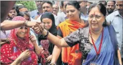  ?? HIMANSHU VYAS/HT FILE ?? With polls likely to be held in Rajasthan by December this year, Vasundhara Raje has been trying to reach out to the angry communitie­s with sops and promises.