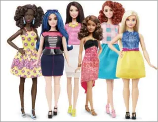  ?? MATTEL VIA AP ?? Mattel, the maker of the famous plastic doll, said it will start selling Barbie’s in three new body types: tall, curvy and petite. She’ll also come in seven skin tones, 22 eye colors and 24 hairstyles.