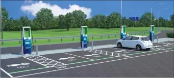  ?? Artist’s impression of new superhub for electric-car charging. ??