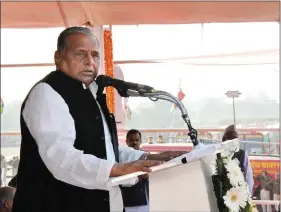  ??  ?? A file photo of Mulayam Singh Yadav addressing a programme organised in Azamgarh.
