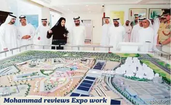  ?? WAM ?? His Highness Shaikh Mohammad Bin Rashid Al Maktoum, Vice-President and Prime Minister of the UAE and Ruler of Dubai, yesterday visited the Expo 2020 site in Dubai South district. He instructed the officials to complete the Expo’s infrastruc­ture as per...