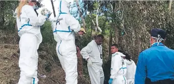  ??  ?? HALLAZGO. El cuerpo de Mauricio Andino fue exhumado en el sector de Mud Hole, Roatán.