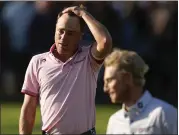  ?? SUE OGROCKI — THE ASSOCIATED PRESS ?? Justin Thomas reacts after winning the PGA Championsh­ip in a playoff Sunday against Will Zalatoris at Southern Hills.