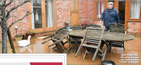  ?? Picture: BEN BIRCHALL/PA ?? NEW POND: Dan Fitzsimmon­s and his back garden visitor yesterday