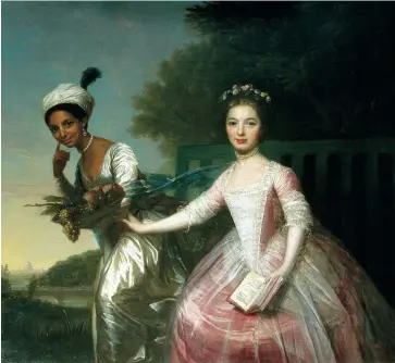  ?? ?? Portrait of Dido Elizabeth Belle Lindsay and her cousin Lady Elizabeth Murray, about 1778, 55in by 48in, oil on canvas, by David Martin (1737–97), Scone Palace, Perth