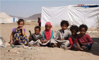  ??  ?? Yemeni children at a refugee camp on the outskirts of the northern city of Marib. ‘Left unattended, the fires will burn in Yemen, scattering refugees and spreading chaos.’ Photograph: AFP/Getty