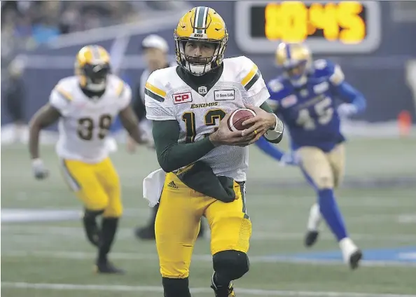  ?? KEVIN KING ?? With quarterbac­k Mike Reilly at the controls, the Edmonton Eskimos go into Sunday’s West Final against the Calgary Stampeders riding the wave of a six-game winning streak, including a 29-20 decision over the Stamps on Oct. 28. The Stamps won the...