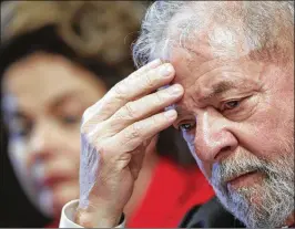  ?? ERALDO PERES / ASSOCIATED PRESS
©2017 New York Times ?? Former Brazilian President Luiz Inacio Lula da Silva, found guilty of corruption and money laundering, was sentenced Wednesday to almost 10 years in prison. Dozens of Brazil’s elite have been jailed in a sprawling graft probe.