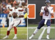  ?? ASSOCIATED PRESS FILE PHOTOS ?? Browns quarterbac­k DeShone Kizer, left, and Bears quarterbac­k Mitchell Trubisky will duel on Christmas Eve in Chicago.