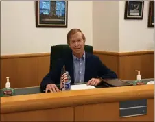  ?? SCREENSHOT IMAGE/FILE ?? Todd Shimkus, president of the Saratoga County Chamber of Commerce, speaks during a recent Facebook Live meeting to discuss the reopening of Saratoga County.