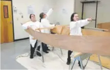  ?? Provided by Nicholas Pagon ?? Three students at the Maritime Academy Charter School in the Frankford area of Philadelph­ia learn boat-building skills in 2016 from the nonprofit Philadelph­ia Waterborne.