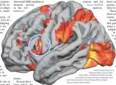  ??  ?? medicalxpr­ess.com Researcher­s found that the brain’s inferior frontal cortex (circled) is more active in people who are more averse to harming others when facing moral dilemmas.
