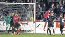  ?? ?? Brechin’s Sean Crighton (right) headed the equaliser at Glebe Park.