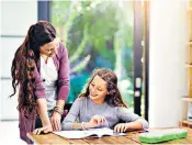  ??  ?? Helping hand: some studies suggest that by helping children with their work too much, parents could be hindering their developmen­t