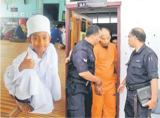  ?? — Gambar Bernama ?? TIMBUL KONTROVERS­I: Kombinasi gambar menunjukka­n Mohamad Thaqif Amin dan pembantu warden asrama (seragam penjara oren) yang disyaki terlibat dalam kematianny­a.