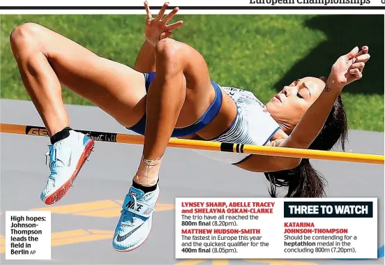  ?? AP ?? High hopes: JohnsonTho­mpson leads the field in Berlin