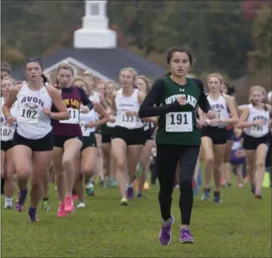  ?? JEN FORBUS — THE MORNING JOURNAL ?? Early in the girls’ Division I LCCC District race, Westlake senior Erica Francescon­i took a substantia­l lead.