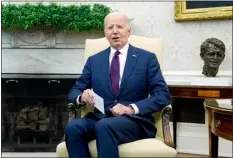  ?? MANUEL BALCE CENETA — THE ASSOCIATED PRESS FILE ?? President Joe Biden speaks during a meeting with Prime Minister Petr Fiala of the Czech Republic in the Oval Office at the White House on April 15.