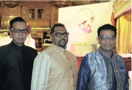  ?? PICTURES: ARUSHAN NAIDOO ?? A dinner was held in the City Hall to mark the 125th anniversar­y of Mahatma Gandhi’s historic train incident in Pietermari­tzburg. Neresh Hurdeen, Shikar Singh and Pravesh Hurdeen were there.