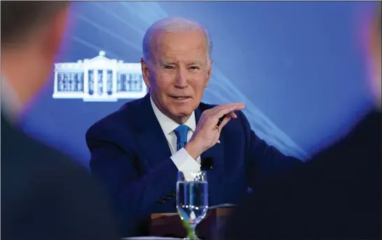  ?? EVAN VUCCI — THE ASSOCIATED PRESS ?? President Joe Biden speaks during a September meeting with the President’s Council of Advisors on Science and Technology in San Francisco. Passage of his $106 billion national security supplement­al request would be a huge boost on the campaign trail, according to the author.