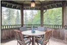  ??  ?? The screened gazebo is spacious and affords a bird’s eye view of the backyard.