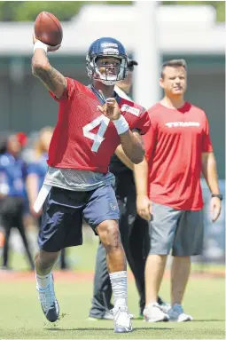  ?? Tim Warner ?? Deshaun Watson is the man the fans are eager to see, but the coaches likely will exercise more patience and let him develop behind Tom Savage for as long as that pecking order works for the Texans.