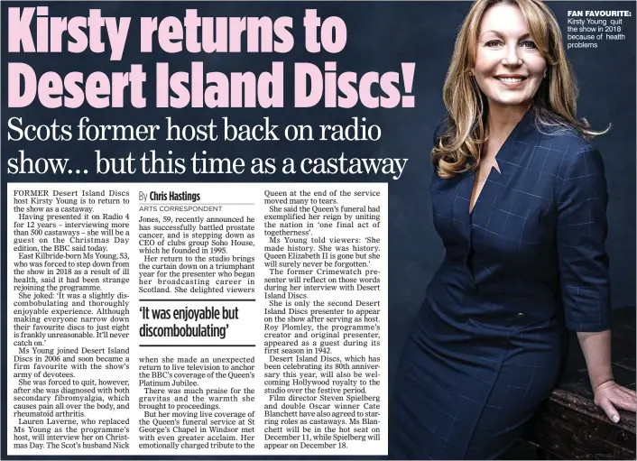  ?? ?? fan favourite: Kirsty Young quit the show in 2018 because of health problems