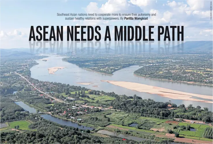  ?? ?? Exposed sand bars, seen in 2019 for the first time in a century along a section of the Mekong River near Nong Khai, have come to symbolise the debate over water management in the region, with both China and the United States taking a more active interest.