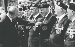  ?? GEORGE BIRD FILES ?? Prince Philip once spent an entire trip to Canada in Quebec — a four-day visit in May 1989. The largest crowds were in Lennoxvill­e where he was greeted by veterans of the Second World War.