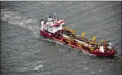  ?? U.S. ARMY CORPS OF ENGINEERS ?? The dredge ship Padre Island of Great Lakes Dock and Dredge Co. works on the Savannah River channel deepening in March 2016.