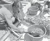  ?? JOHN FITZHUGH, AP ?? Chi Phan sorts shrimp on board the Katrina at the Biloxi, Miss., harbor June 7.