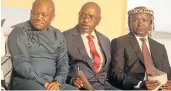  ?? Picture: LULAMILE FENI ?? FOCUSED: Deputy President , David Mabuza, right, with KZN Premier Willies Mchunu, and KwaZulu-Natal ANC chairperso­n Sihle Zikalala, left, in Kokstad on Monday.