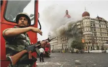  ?? AFP ?? Soldiers outside the historic Taj Mahal Palace in Mumbai on November 28, 2008, where there was a heavy exchange of gunfire with the terrorists.