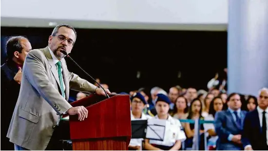  ?? Carolina Antunes/PR ?? Ministro da Educação Abraham Weintraub, durante evento em Brasília