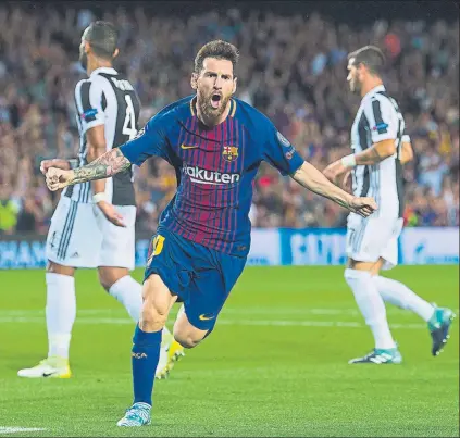  ?? FOTO: PERE PUNTÍ ?? Messi logró dos goles ante la Juventuss y puede ser centenario en Lisboa ante el Sporting Lleva 99 competicio­nes europeas