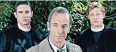  ?? PBS ?? James Norton, right, says a new vicar gave the show “a fresh injection of energy.” Tom Brittney, left with Robson Green, plays the new vicar on “Grantchest­er.”