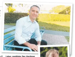  ??  ?? Labor candidate Des Hardman and (right) the LNP’s Member for Forde Bert van Manen.