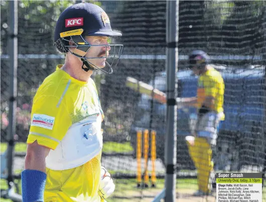  ?? PHOTO: STEPHEN JAQUIERY ?? Back in the runs . . . Otago Volts batsman Nick Kelly trains at the University Oval on Tuesday.