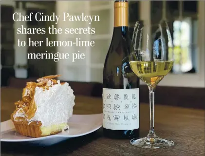  ?? MUSTARDS GRILL AND LANG & REED ?? Mustards Grill restaurate­ur Cindy Pawlcyn’s lemon-lime meringue pie is the ultimate treat for Pi Day — or any celebratio­n.