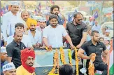  ?? PTI FILE ?? Patidar leader Hardik Patel and community members in Saurashtra ▪ hold the BJP guilty of not fulfilling their quota demand.