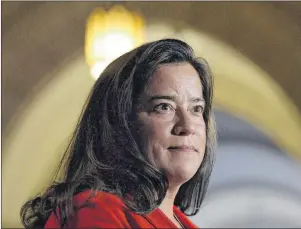  ?? CP PHOTO ?? Minister of Justice Jody Wilson-Raybould speaks to members of the media on Parliament Hill in Ottawa on Tuesday, June 6. Wilson-Raybould is considerin­g lowering the legal alcohol limit for licensed drivers.