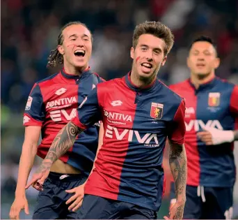  ?? IPP ?? Iuri Medeiros, 23 anni, portoghese, fa festa dopo il gol dell’1-0 Genoa: è in prestito dallo Sporting