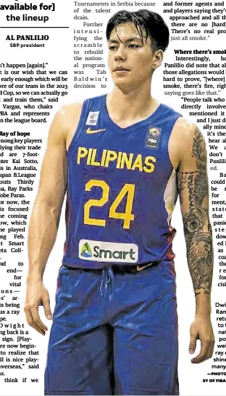  ?? —PHOTO COURTESY OF FIBA ?? Dwight Ramos’ return to the national pool is a welcome ray of sunshine—on so many levels.
