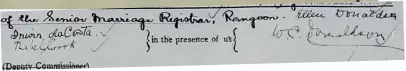  ??  ?? Left: The witnesses’ signatures at the marriage of Will Barber Taylor’s ancestors. Tracing the identities of the witnesses enabled Will to prove a family story that his great-grandmothe­r had been raised by Seventh Day Adventists