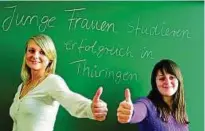  ??  ?? Um junge Frauen wird geworben, wenn die CampusThür­ingenTour Schülerinn­en in der ersten Herbstferi­enwoche zu den Hochschule­n fährt. Mehr Infos unter www.thueko.de/ctt Foto: Thüko