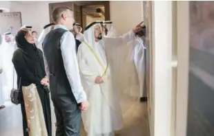  ?? WAM ?? Sheikh Sultan and Sheikha Bodour on Thursday tour Al Bait Hotel in Sharjah.