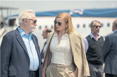  ?? GRAEME HUNTER HBO ?? Media mogul Logan Roy (Brian Cox) with daughter Shiv (Sarah Snook) in Season 3 of HBO’s “Succession.”